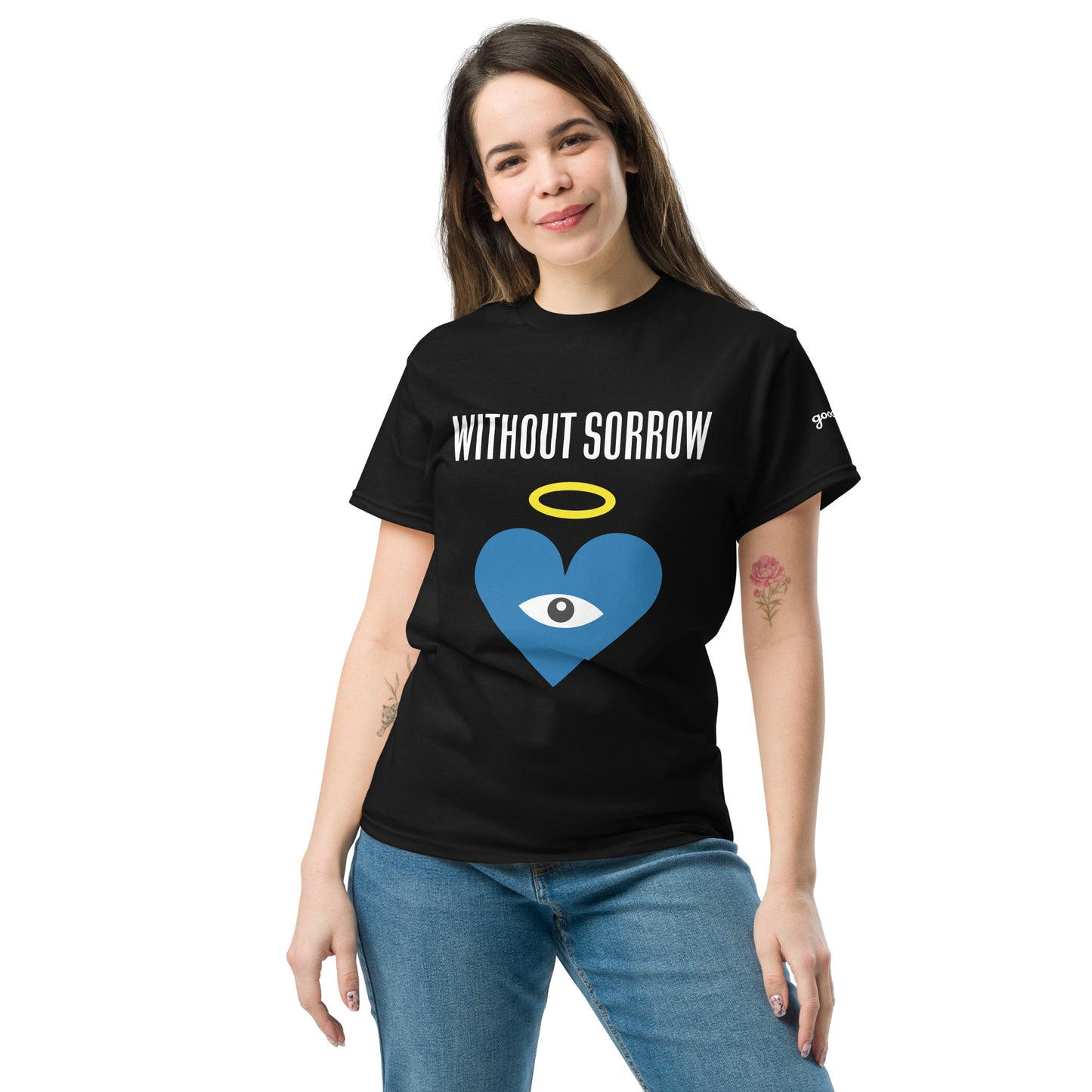 WITHOUT SORROW Blue Heart-Eye Black Tee
