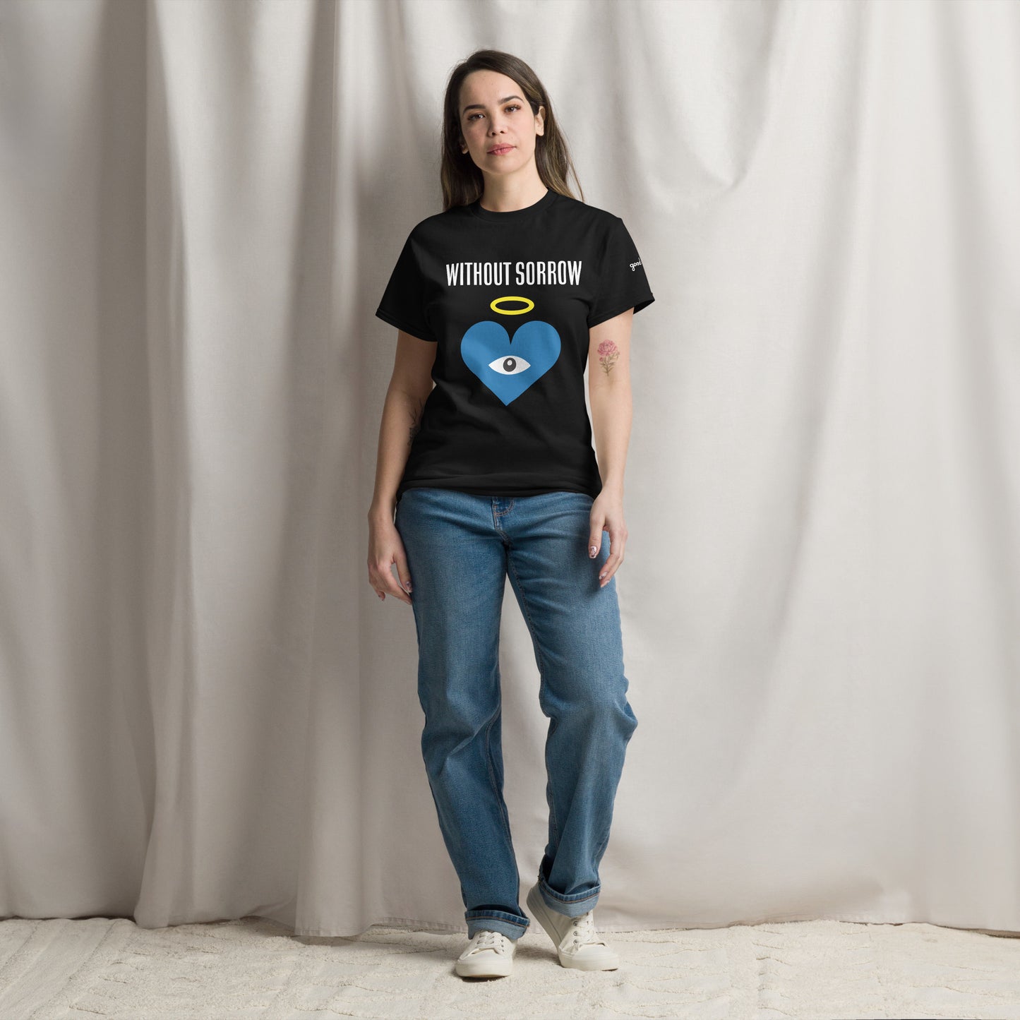 WITHOUT SORROW Blue Heart-Eye Black Tee