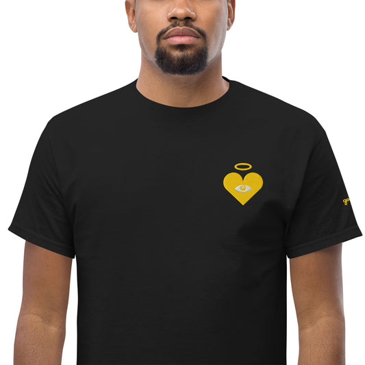 Protect Your Heart! Monochrome Gold Heart-Eye [Embroidered] Classic Tees