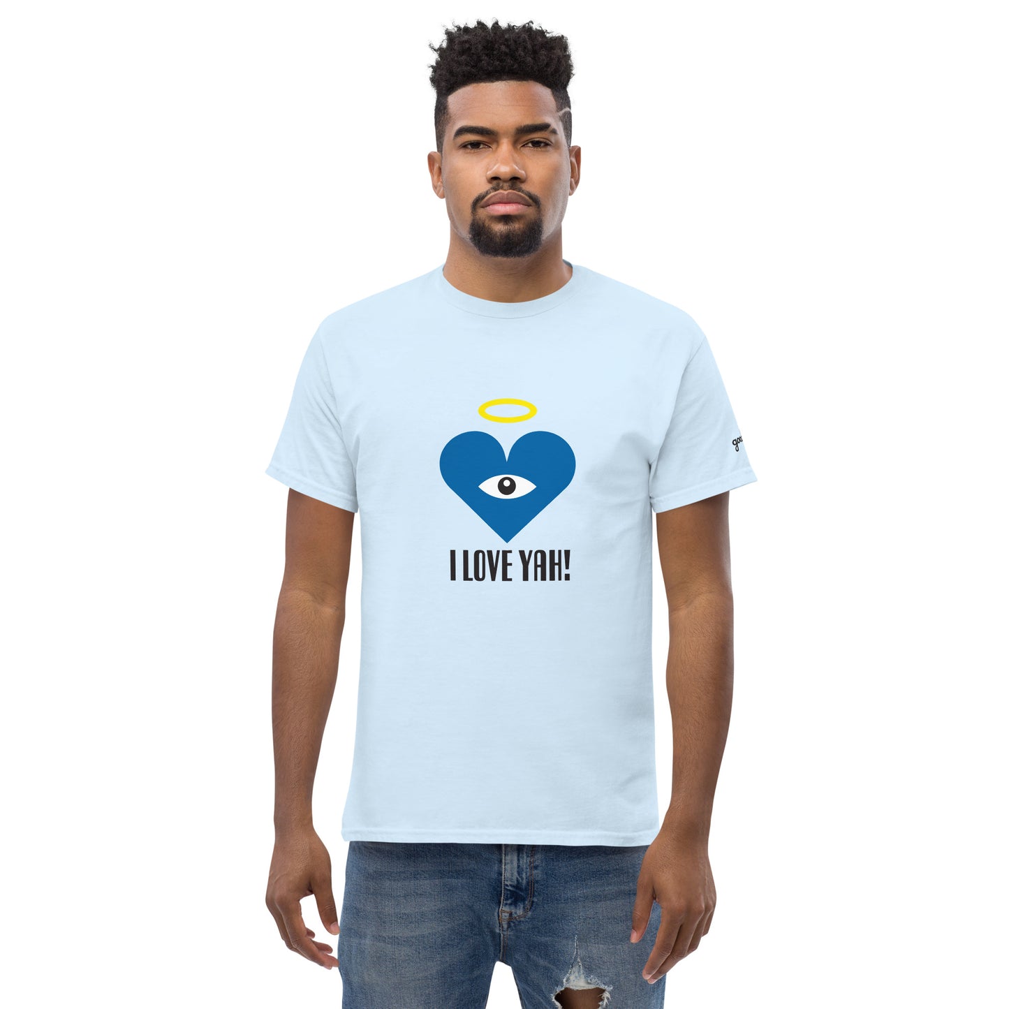 I LOVE YAH! Blue Heart-Eye Classic Printed Tees
