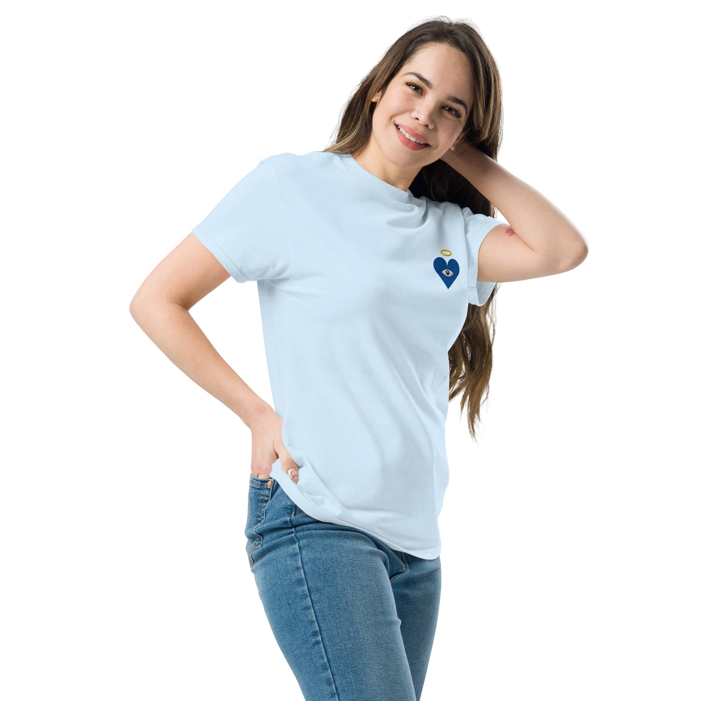 Protect Your Heart! Blue Heart-Eye [Embroidered] Classic Tees