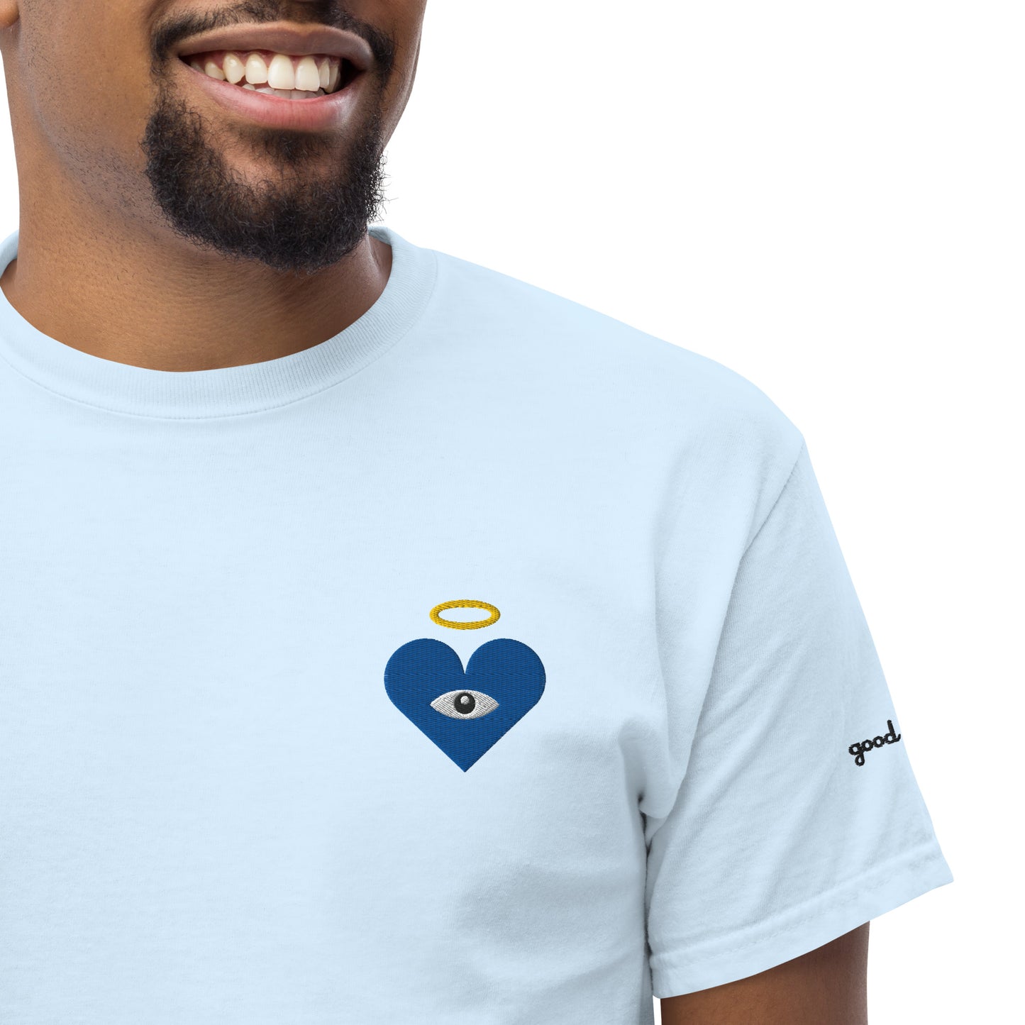 Protect Your Heart! Blue Heart-Eye [Embroidered] Classic Tees