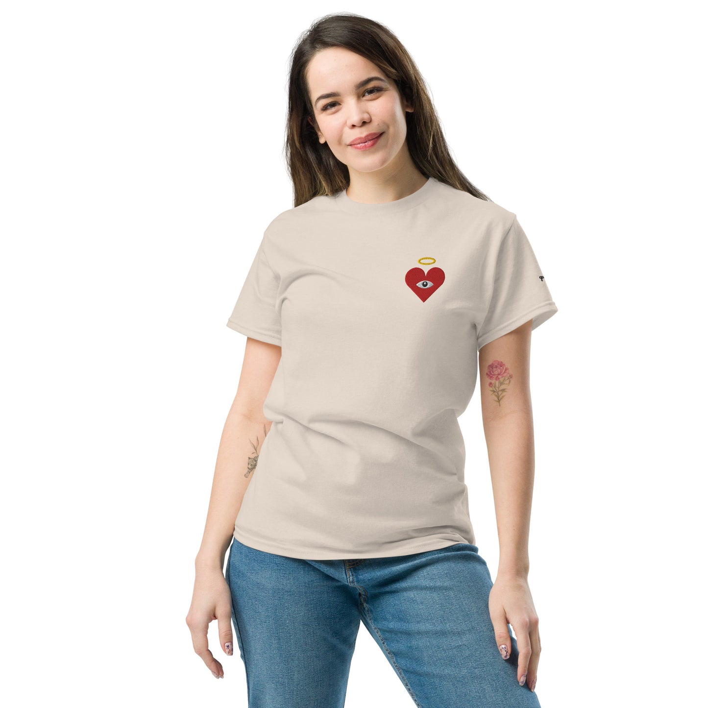 Protect Your Heart! Red Heart-Eye [Embroidered] Classic Tees