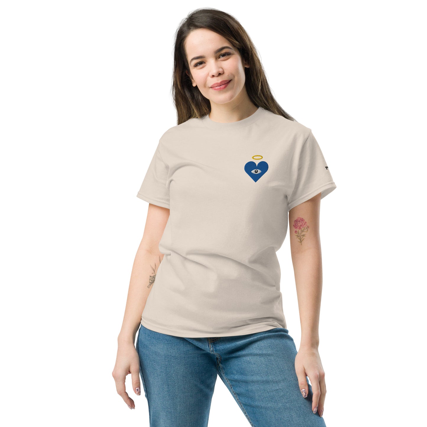 Protect Your Heart! Blue Heart-Eye [Embroidered] Classic Tees