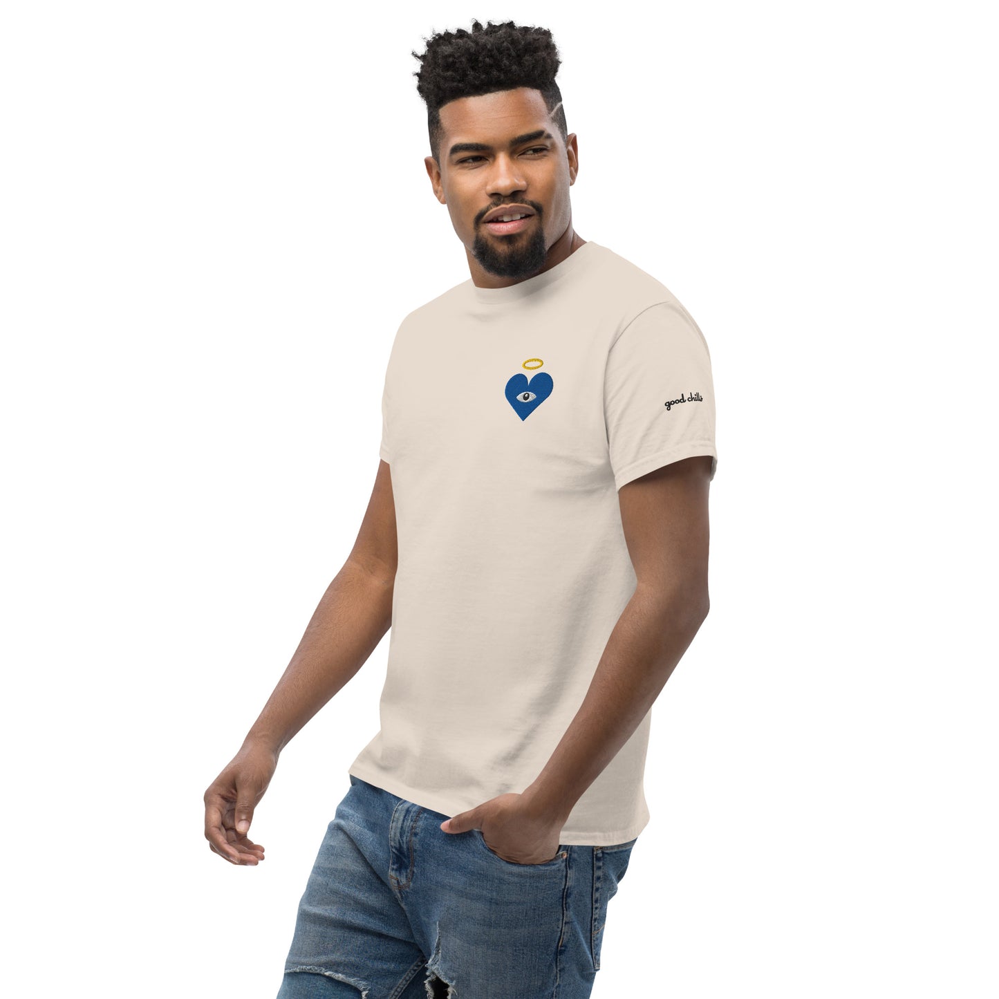 Protect Your Heart! Blue Heart-Eye [Embroidered] Classic Tees