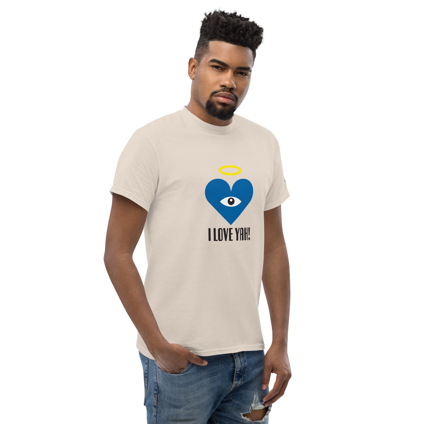 I LOVE YAH! Blue Heart-Eye Classic Printed Tees