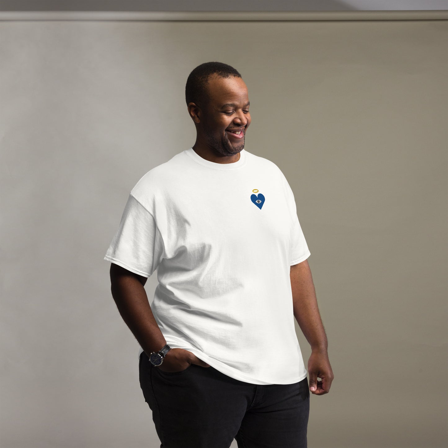 Protect Your Heart! Blue Heart-Eye [Embroidered] Classic Tees
