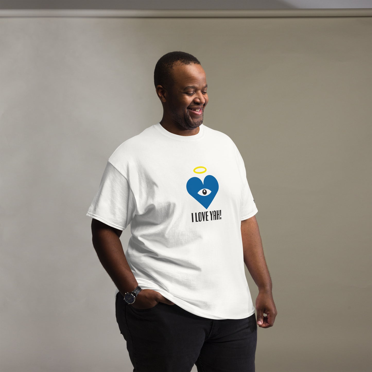I LOVE YAH! Blue Heart-Eye Classic Printed Tees
