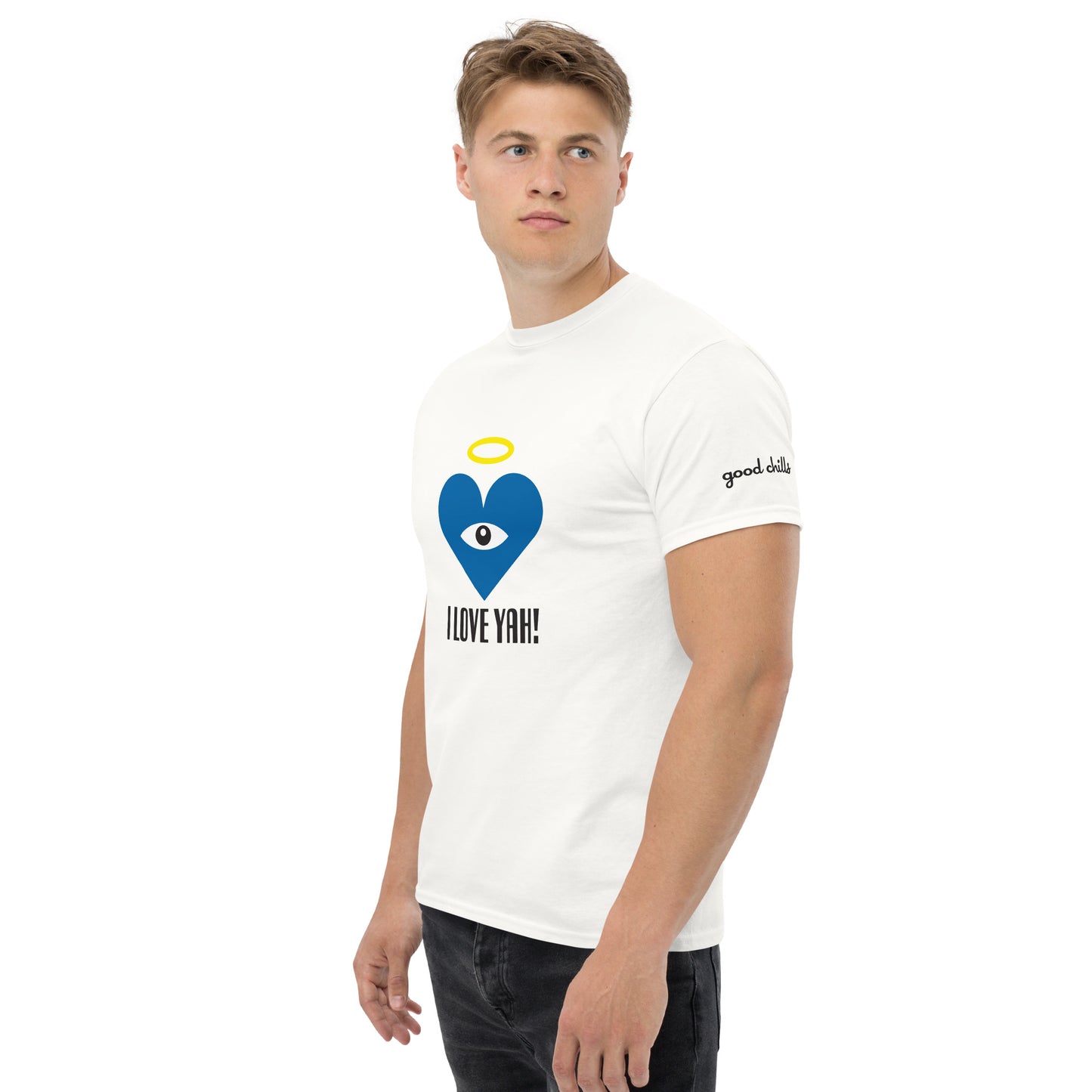 I LOVE YAH! Blue Heart-Eye Classic Printed Tees