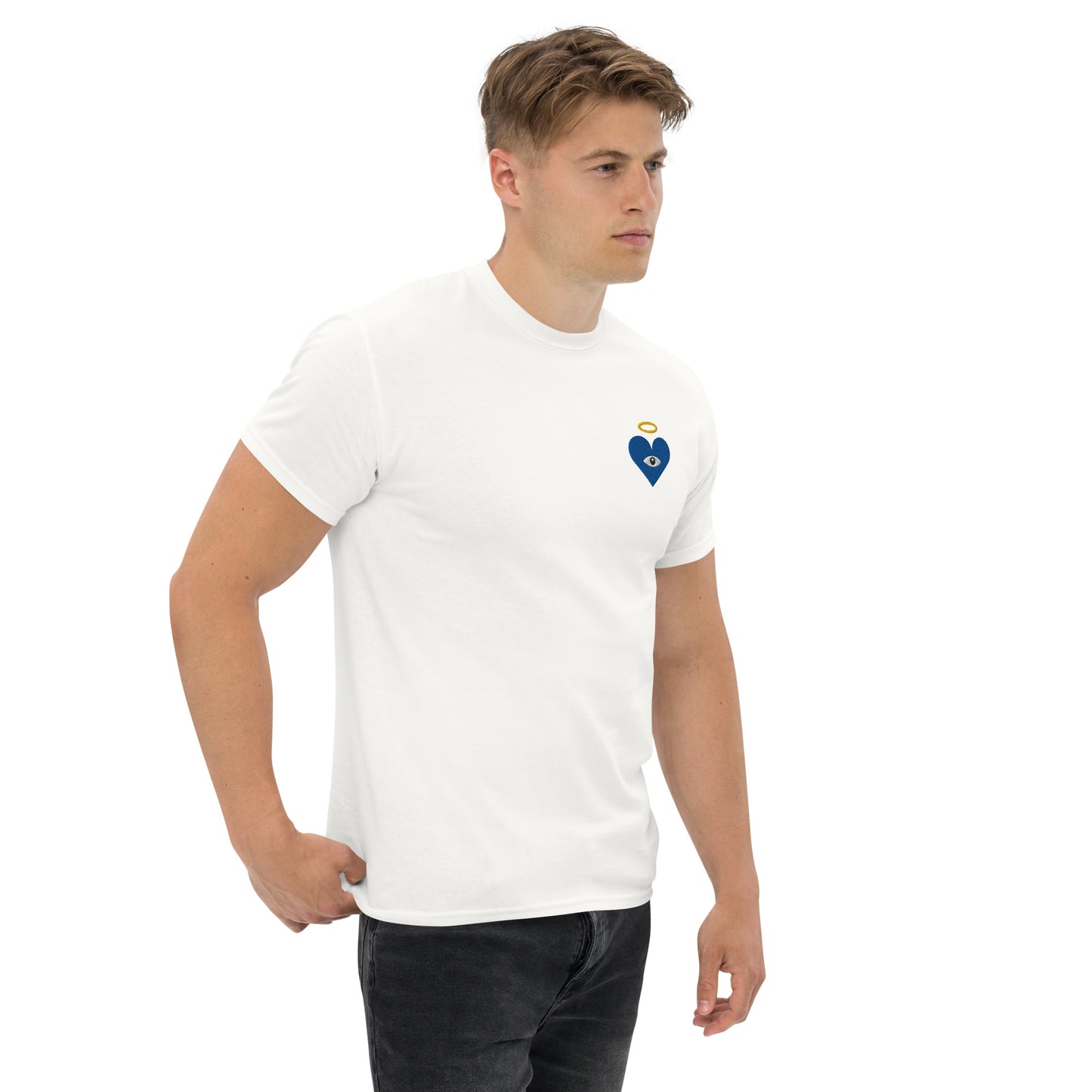 Protect Your Heart! Blue Heart-Eye [Embroidered] Classic Tees