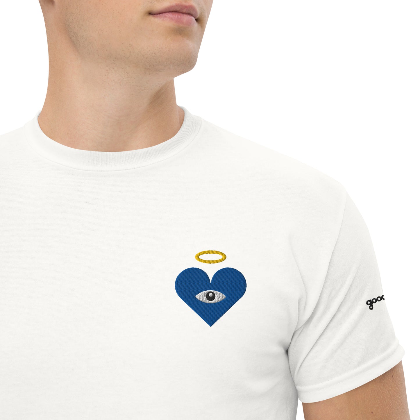 Protect Your Heart! Blue Heart-Eye [Embroidered] Classic Tees