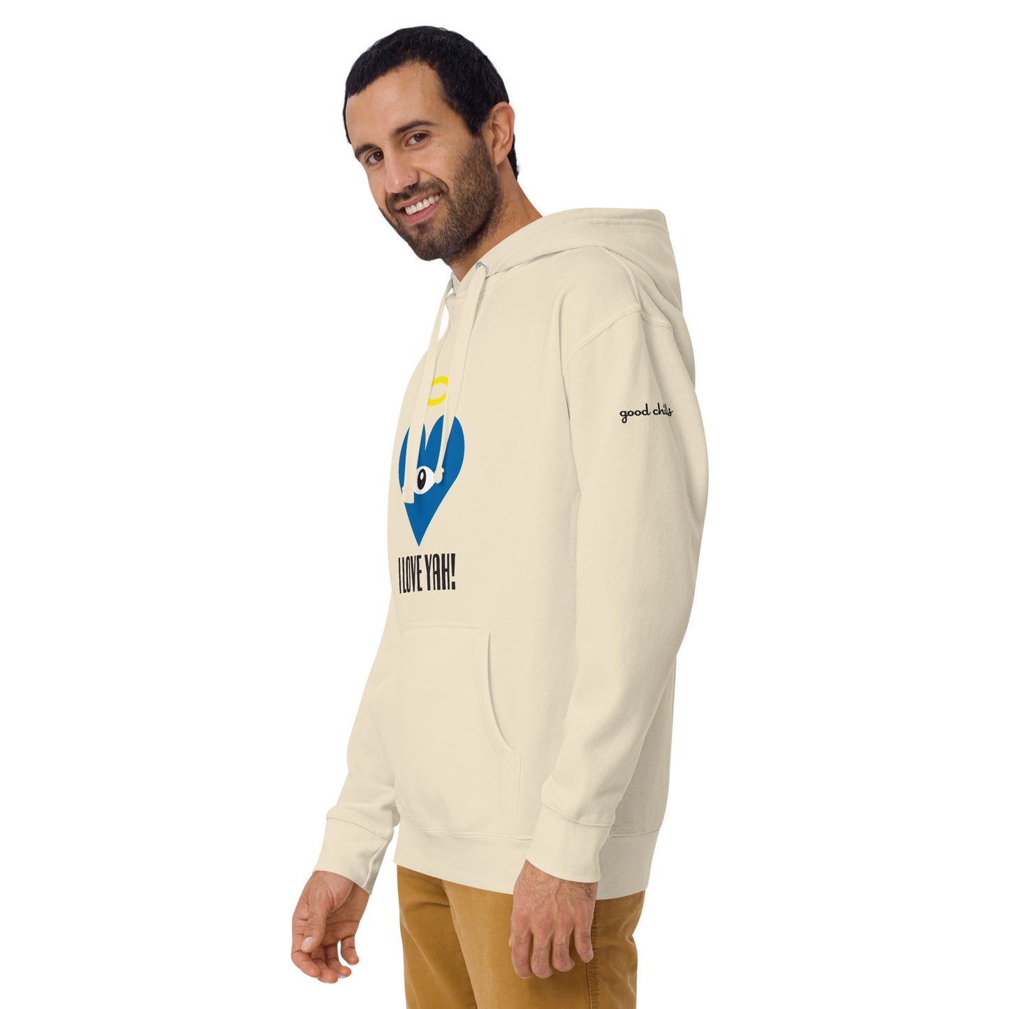 I LOVE YAH! Blue Heart-Eye Unisex Hoodies