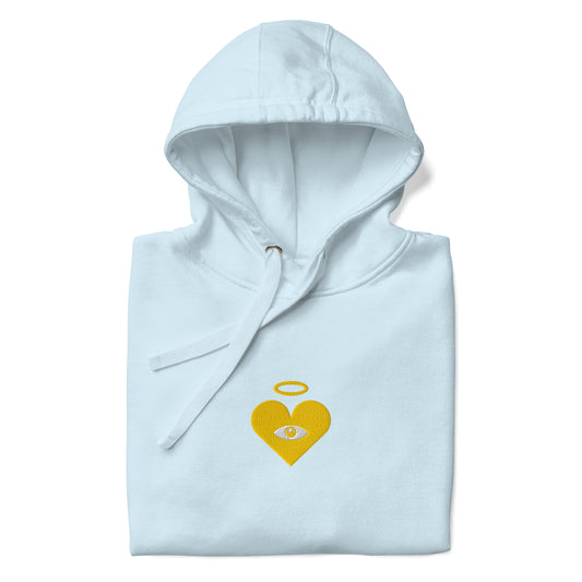 Monochrome Gold Heart-Eye [Embroidered]  Unisex Hoodies