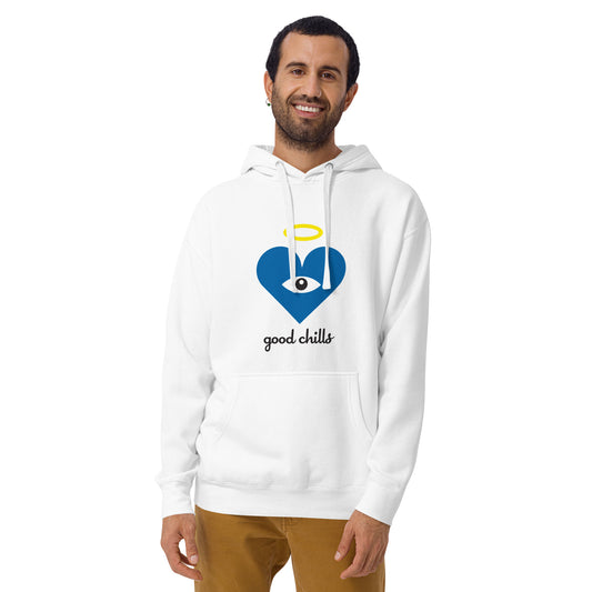 "good chills" Blue Heart-Eye Unisex Hoodies