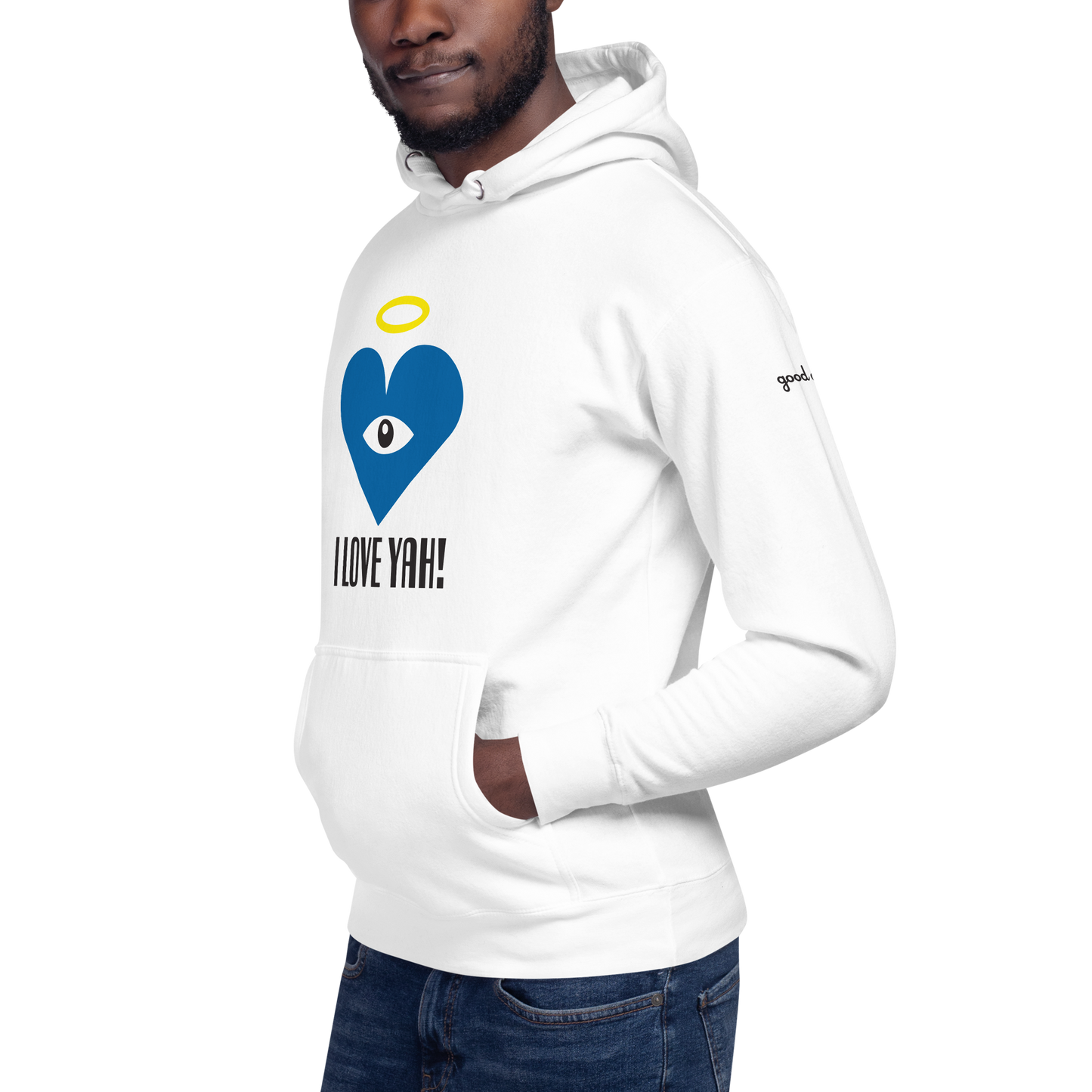 I LOVE YAH! Blue Heart-Eye Unisex Hoodies