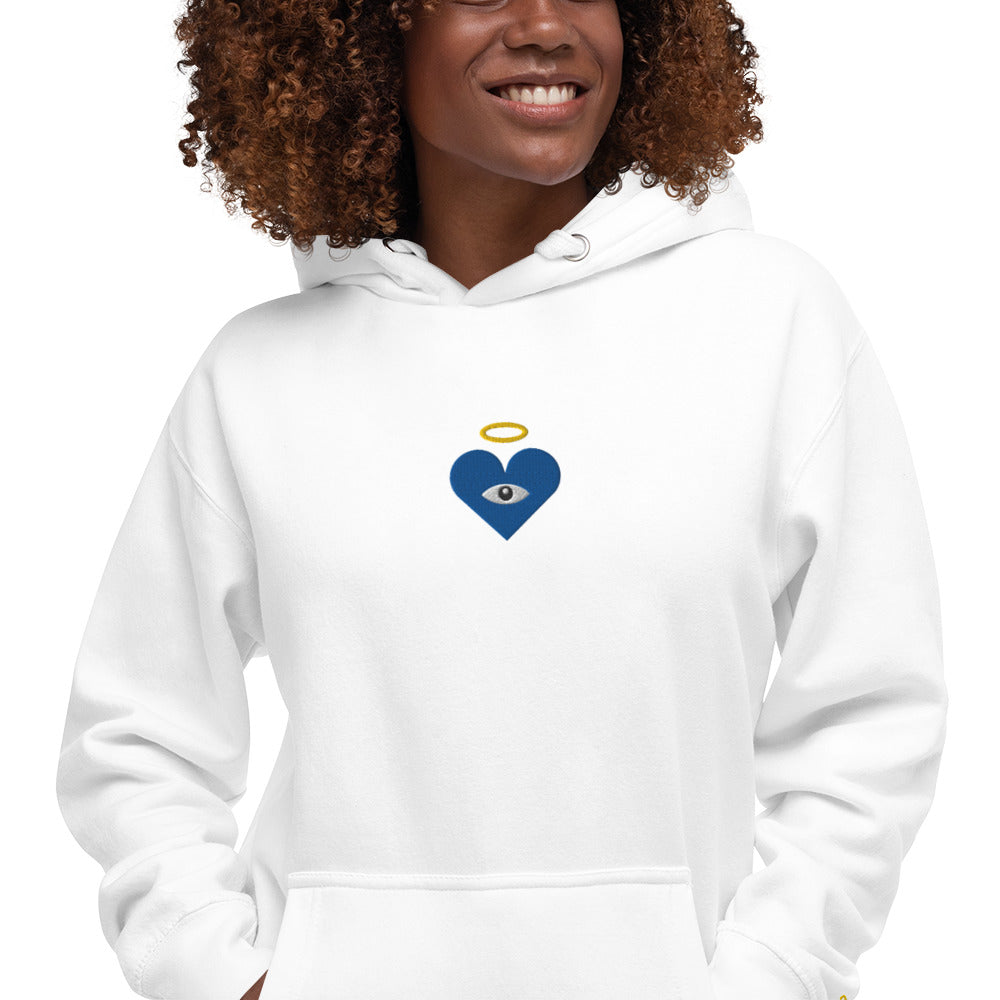 Blue Heart-Eye [Embroidered]  Unisex Hoodies